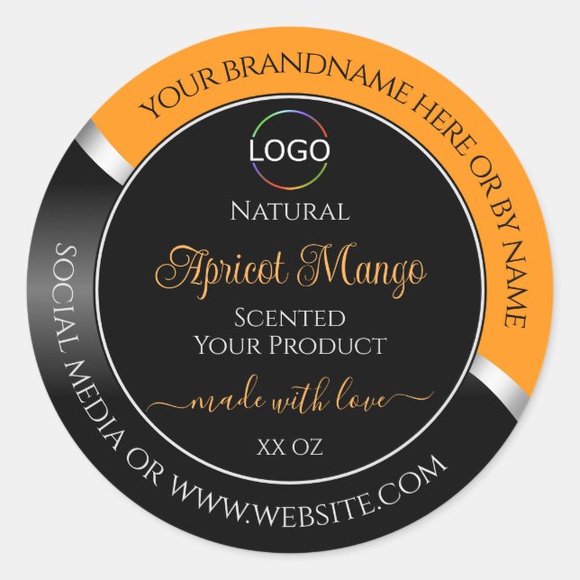 Orange Black Wavy Silver with Logo Product Labels (Front)