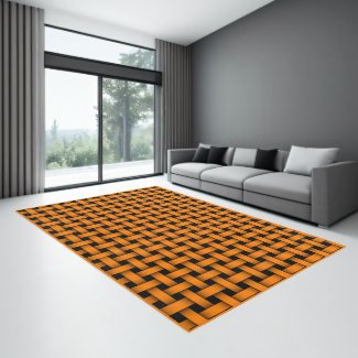 Orange Black Weave Modern Geometric Area Rug