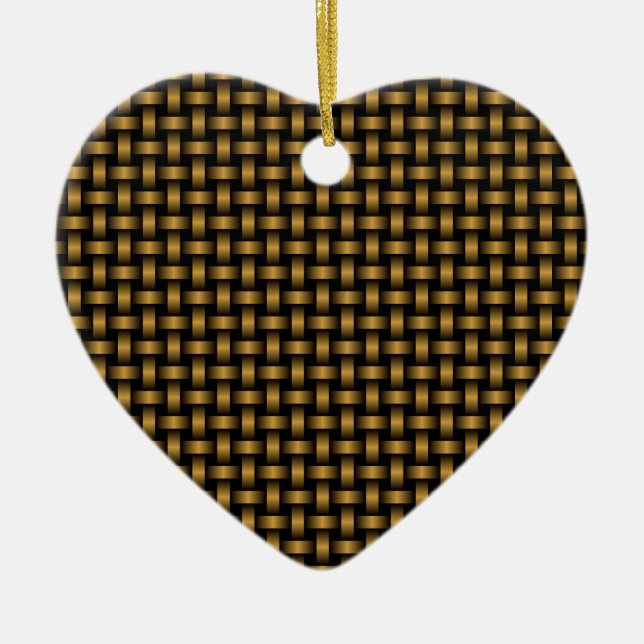 Orange Black Weave Pattern Ceramic Ornament (Front)