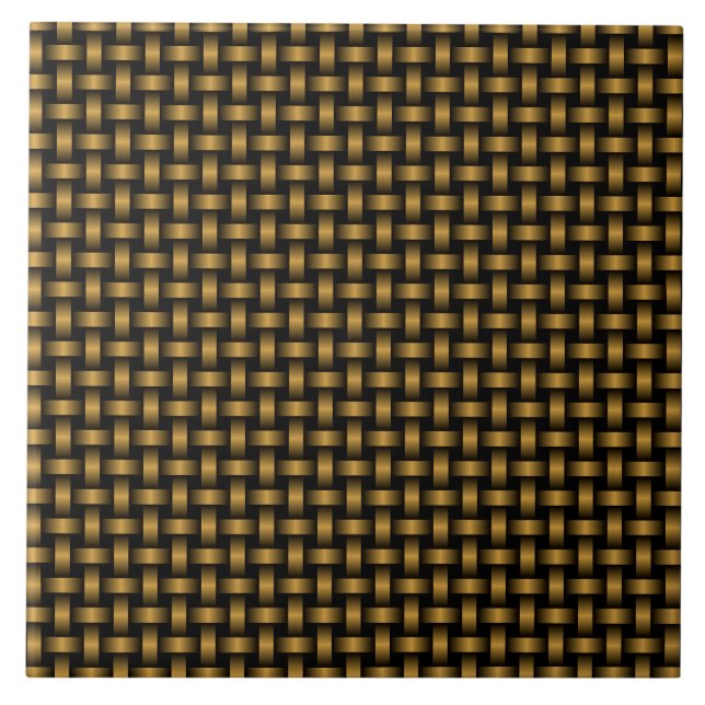 Orange Black Weave Pattern Ceramic Tile (Front)