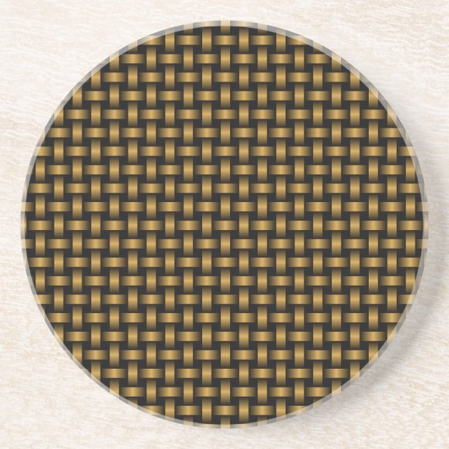 Orange Black Weave Pattern Coaster (Front)