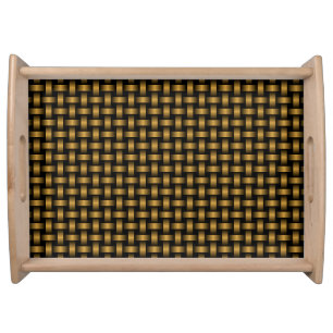 Orange Black Weave Pattern Serving Tray
