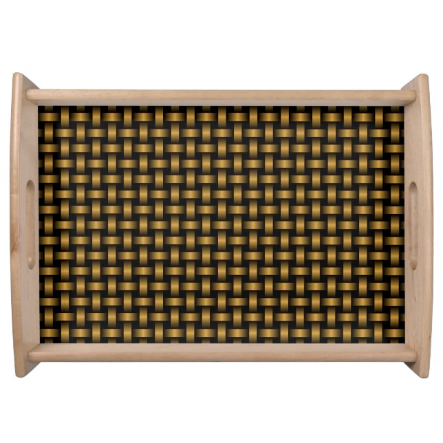 Orange Black Weave Pattern Serving Tray (Front)