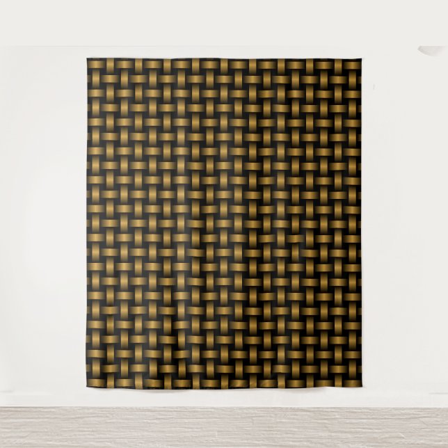 Orange Black Weave Pattern Tapestry (Front)