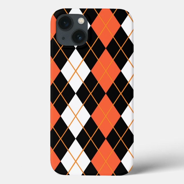 Orange Black White Argyle Diamond Design  Case-Mate iPhone Case (Back)