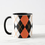 Orange Black White Argyle Diamond Design  Mug