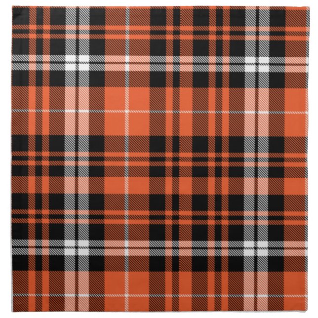Orange Black White Buffalo Plaid Rustic Farmhouse  Cloth Napkin (Front)