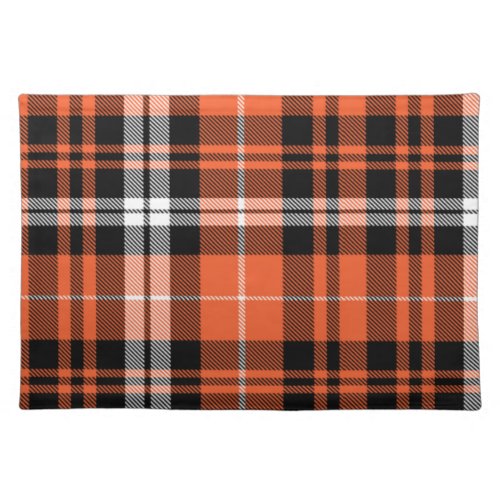 Orange Black White Buffalo Plaid Rustic Farmhouse  Cloth Placemat