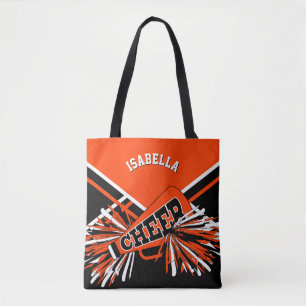 Orange, Black & White Cheerleader Design Tote Bag