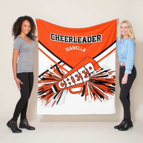 Orange Black  White  Cheerleader Fleece Blanket