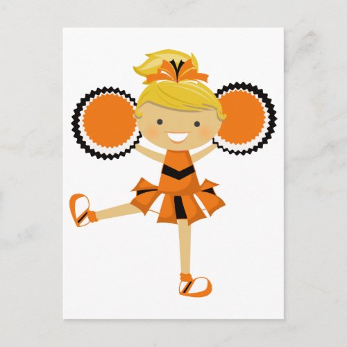 Orange Black  White Cheerleader Postcard