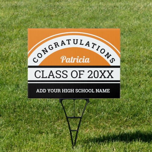 Orange Black White Congratulations Graduate 2020 Sign