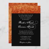 Orange Black White Damask Wedding Invitation (Front/Back)