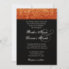 Orange Black White Damask Wedding Invitation
