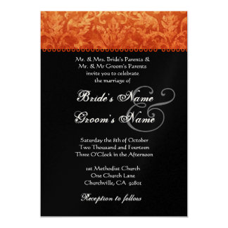 Flames Wedding Invitations Announcements Zazzle Orange Black White Damask Wedding Invitation