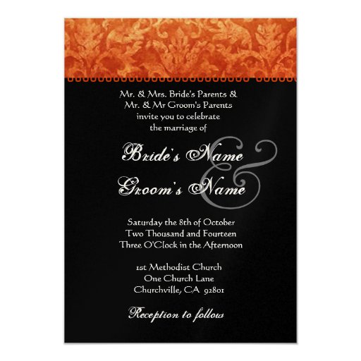 Black And Orange Wedding Invitations 1