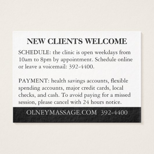 Orange, Black, White for Massage and Esthetics (Back)