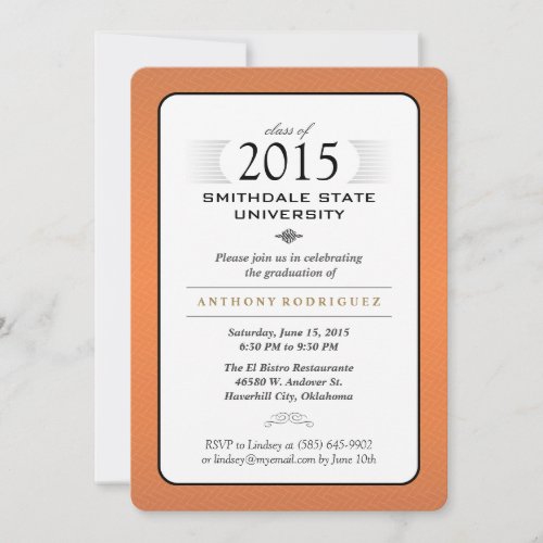 Orange Black  White Formal Graduation Invitation