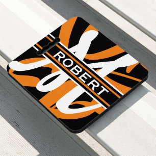Orange Black & White Monogrammed Sports Stadium  Seat Cushion