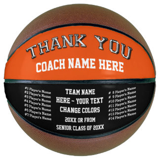 Orange Black White Personalized Basketballs