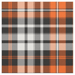 Orange Black White Plaid Tartan Pattern Design  Fabric
