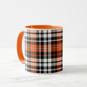 Orange Black White Plaid Tartan Pattern Design Mug