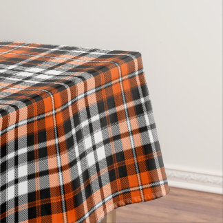 Orange Black White Plaid Tartan Pattern Design Tablecloth