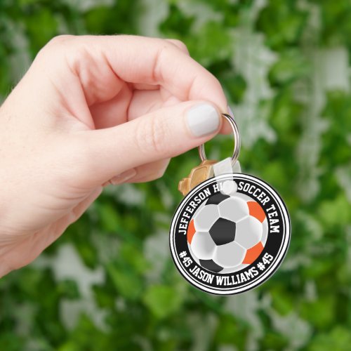 Orange Black  White Soccer  Keychain