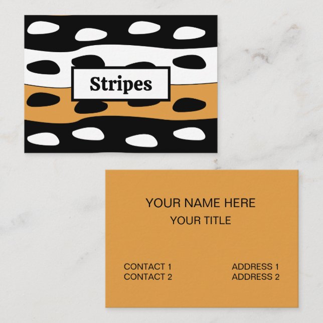 Orange Black White Stripes Business Card (Front/Back)
