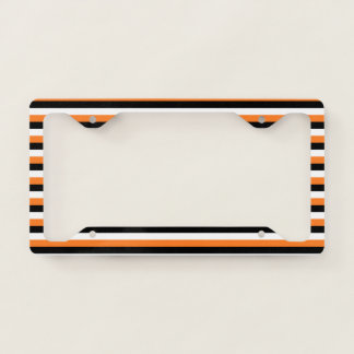 Orange, Black, White Stripes License Plate Frame