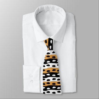 Orange Black White Stripes Neck Tie