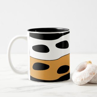Orange Black White Stripes Two-Tone Coffee Mug