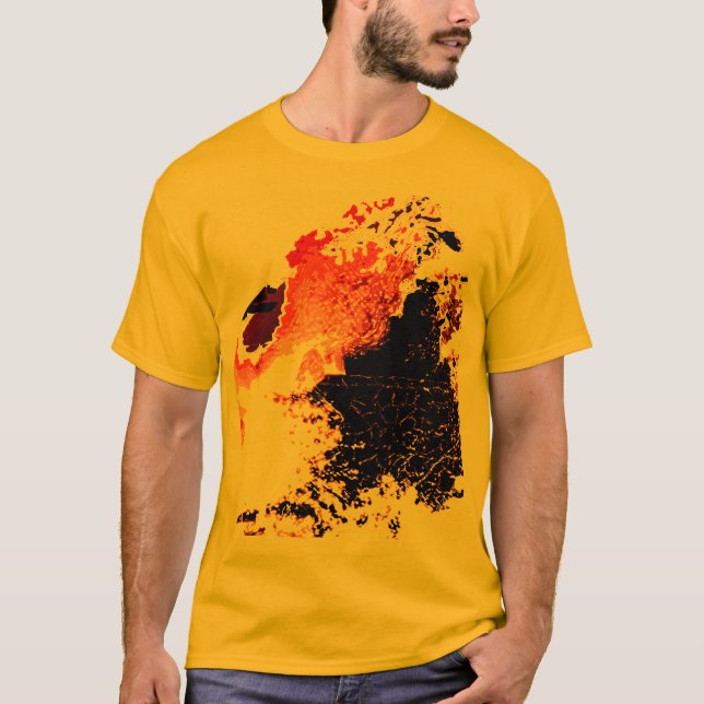Orange Black Yellow Airbrush Paint Splashes Design T-Shirt (Front)