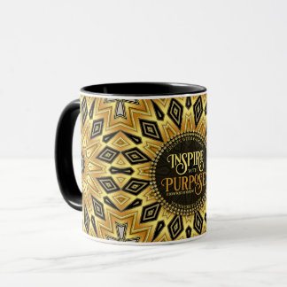 Orange Black Yellow Art Deco Mandala Mug