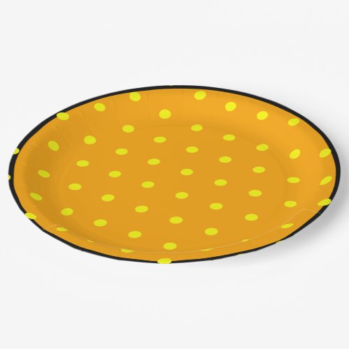 Orange Black Yellow Polka Dots  Paper Plates
