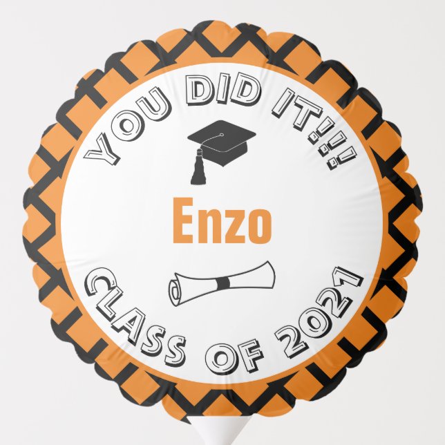 Orange & Black You Did It Class of 2024 Graduation Balloon (Back)