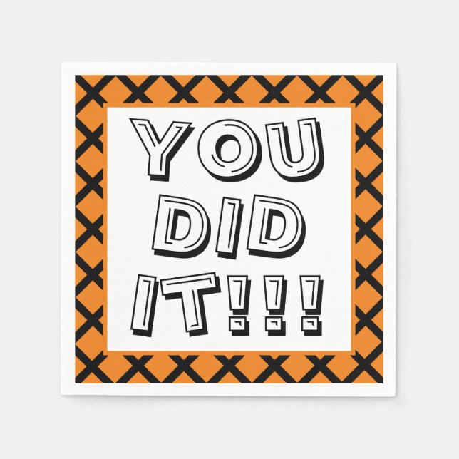 Orange & Black You Did It Graduation Napkins (Front)