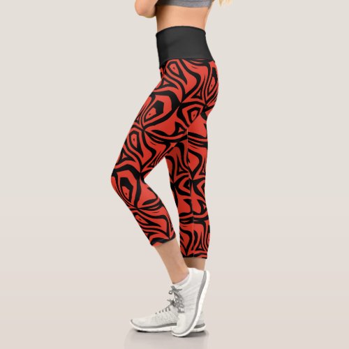 Orange Black Zebra Stripes Womens Capris Leggings