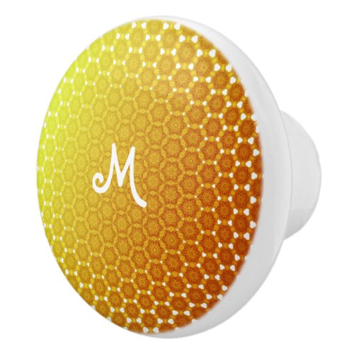 Orange bliss abstract generative honeycomb morph y ceramic knob