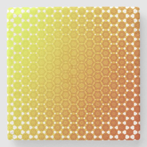 Orange bliss abstract generative honeycomb morph y stone coaster