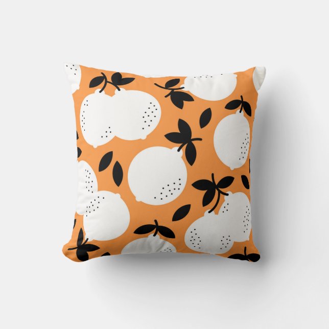Orange Bliss: Exquisite Fruit Pattern Throw Pillow (Front)