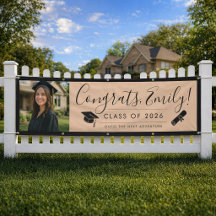 ORANGE & BLK 2026 | Graduation Banner with Photo