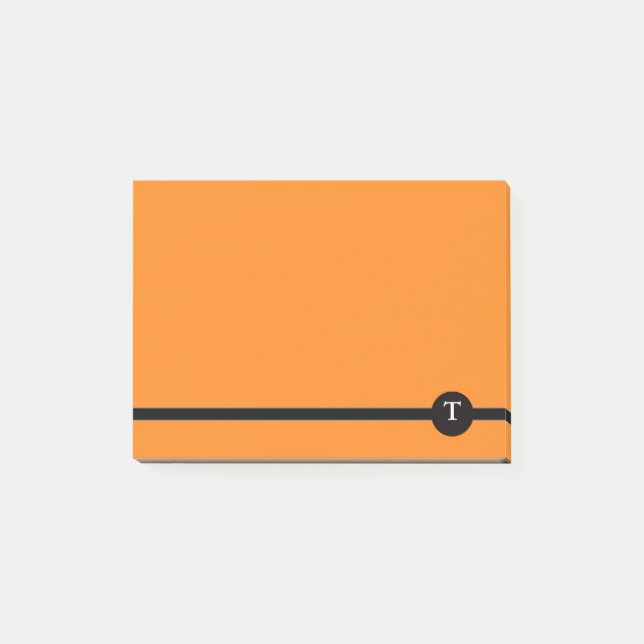Orange & Blk Strip Monogram Post-it® Notes (Front)