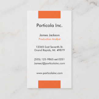 Orange Block Plain Business Cards