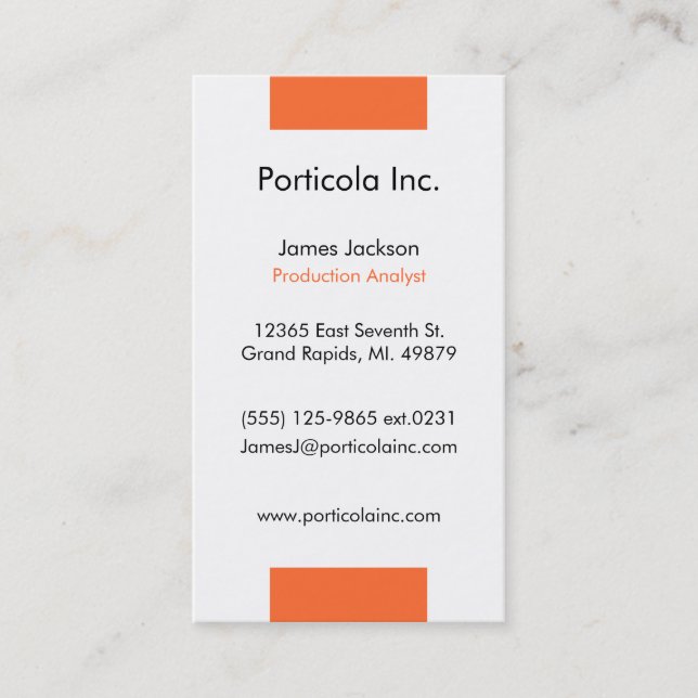 Orange Block Plain Business Cards (Front)