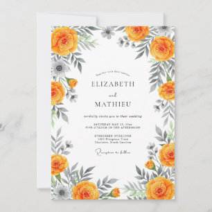 Orange Bloom Wedding Invitation