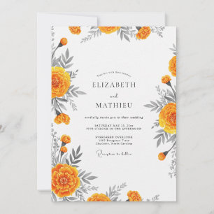 Orange Bloom Whimsy Wedding Invitation