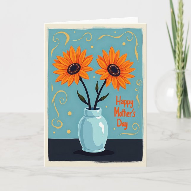 Orange Blooms Mothers Day Card (Front)