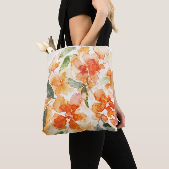 Orange Blossom All-Over-Print Shoulder Tote Bag (Close Up)