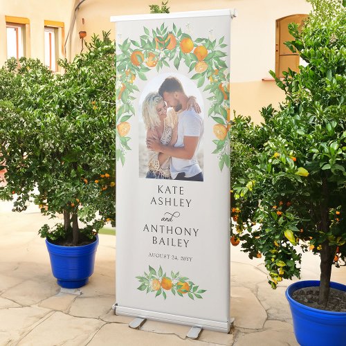 Orange Blossom Arch Photo Wedding Welcome Retractable Banner